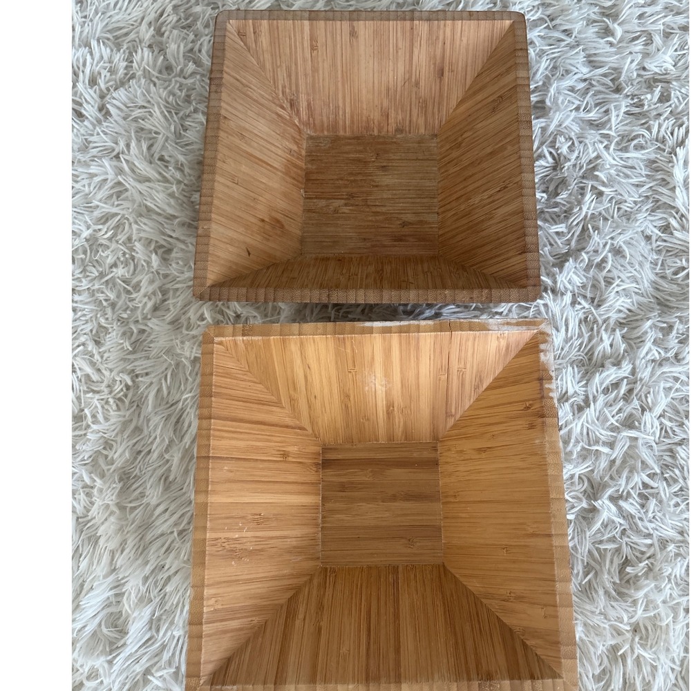 Pampered Chef Square Bamboo Serving‎ Bowls Set of 2